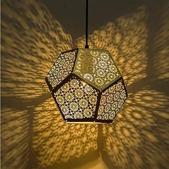Homesake Moroccan Hanging Pendant Light - Vintage, Bohemian, Rustic, Handcrafted, Ambient Lighting for Bar, Restaurant, Cafe, Bistro, Living Room, Bedroom, Dining Room - Decorative Ceiling Light