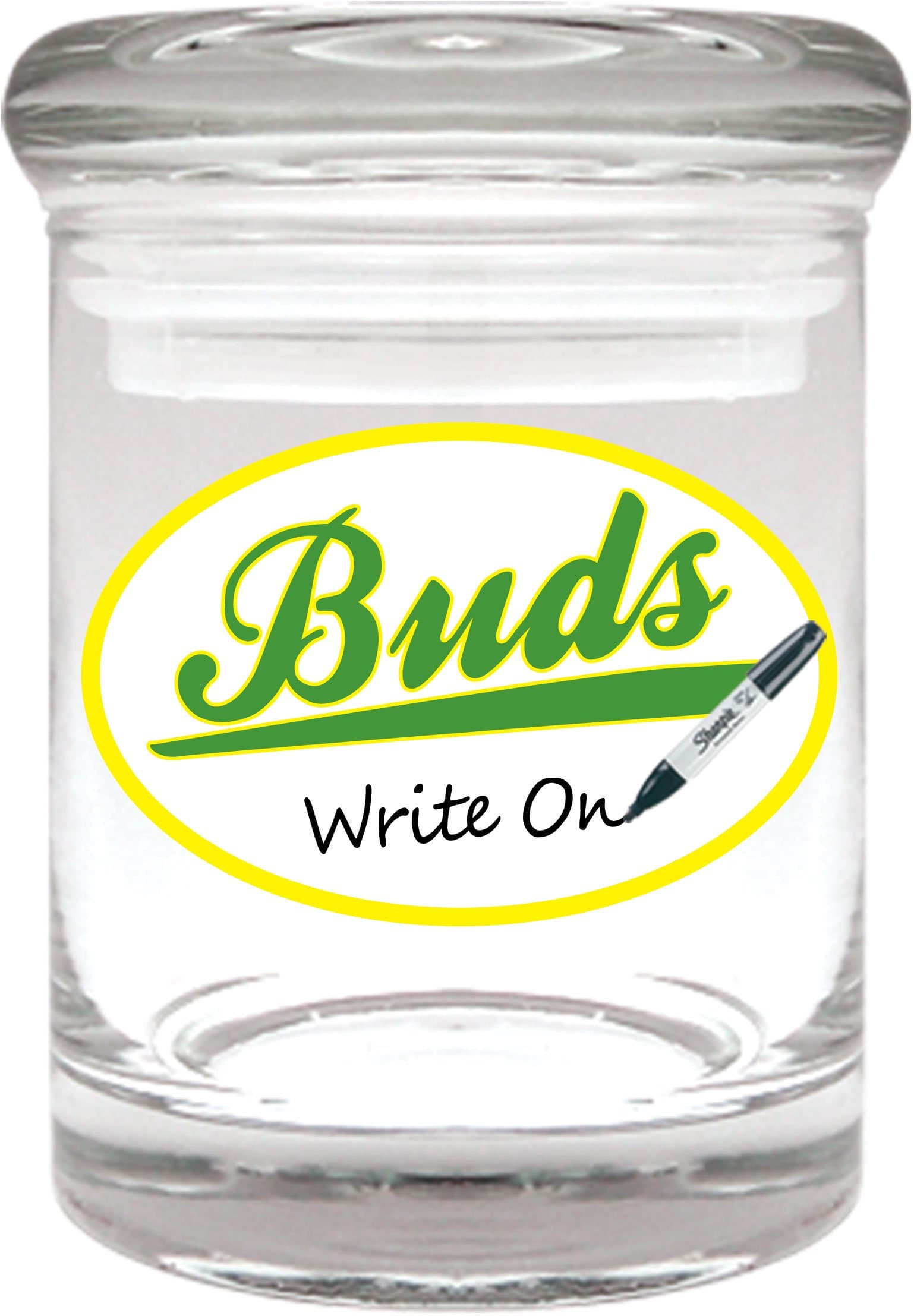 Buds Glass Stash Jar (Re-Writable) -1/8oz by Cannaline