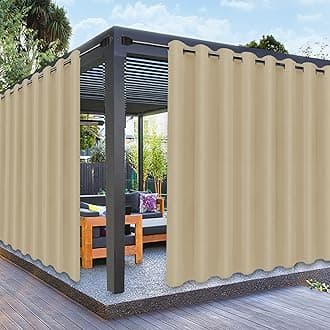 PureFit Outdoor Curtains for Patio Waterproof Weatherproof, UV Resistant Outside Curtains for Gazebo, Front Porch, Pergola, Sun Blocking Privacy Curtain, 120W x 95L inch, 1 Panel, Beige