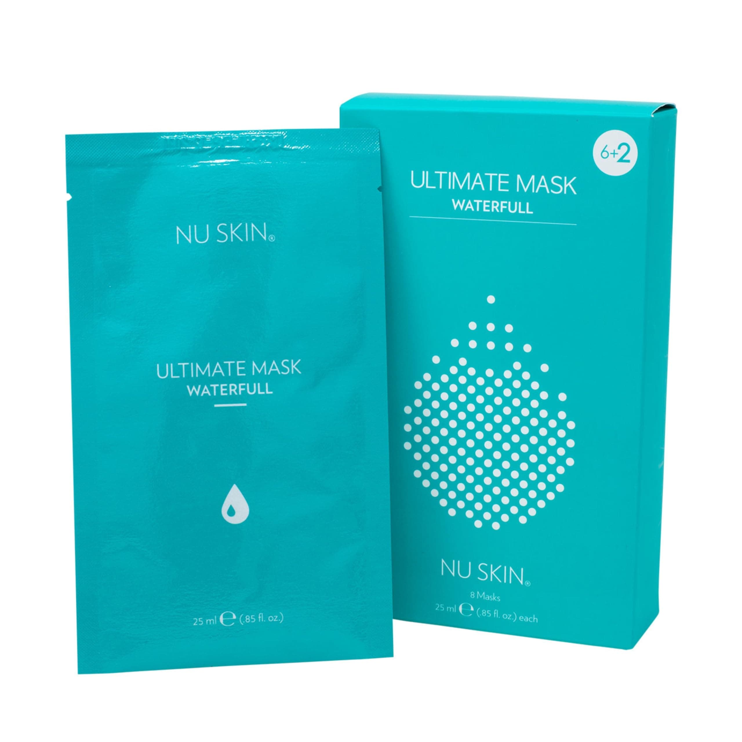 Ultimate Mask Waterfull - Botanical Eucalyptus Microfiber Hydration, Transparent Face Mask | Adhesive Skin Care Mask, Maximum Moisturization, Mask for Soft, Supple Skin (8 masks)