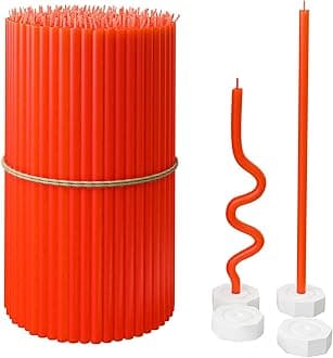 Pure Beeswax Bulk for Home - 100pcs Tall Thin Taper + 4 Holders, Honey Scent, Smokeless, Long-Burn, All Natural for Church Prayer, Hanukkah, Birthday Cake, Christmas Advent