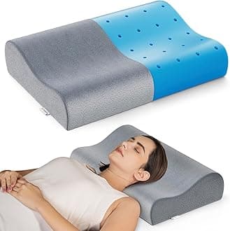 FOVERA Memory Foam Cervical Pillow | Orthopedic Contoured Neck Support Pillow for Sleeping, Neck & Shoulder Pain, Dual Height (Small - 18 x 11 x 3.5 Inch, Grey Velvet Cover, Pack of 1)