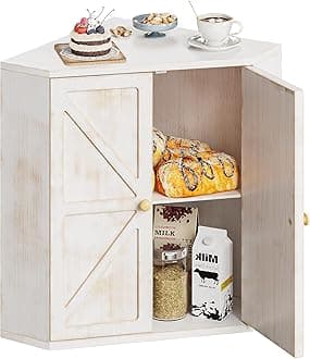 Corner Bread Box for Kitchen Counter Double Layer Bamboo Bread Storage Container Large Capacity Bread Storage Bin Farmhouse Breadbox Organizer