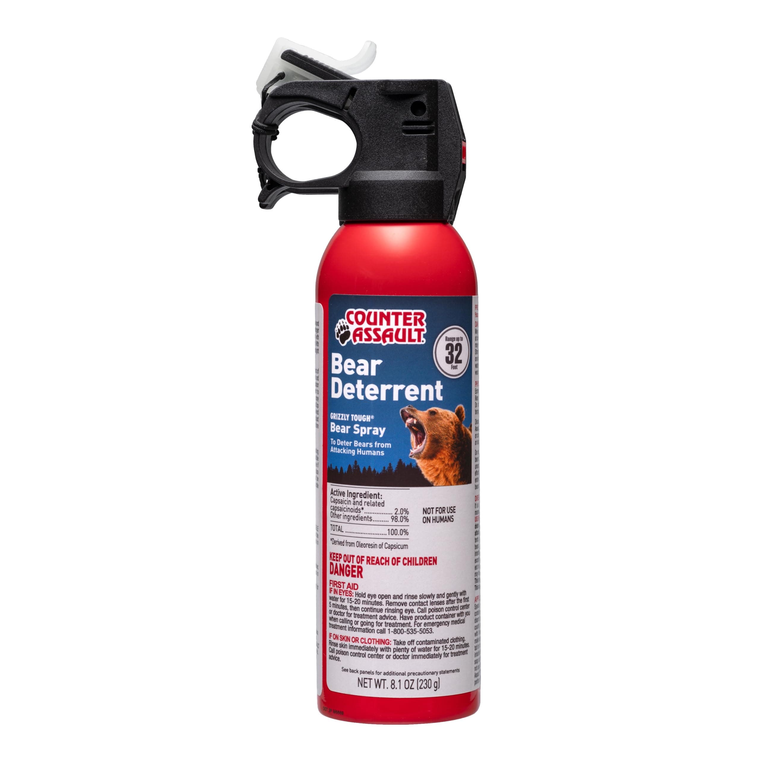 Bear Spray - Bears, Mountain Lions, Coyotes - Long-Range 32ft Distance - Pepper Spray Safety Gear for Hiking & Camping Protection - 2% Capsaicin - 8.1 oz