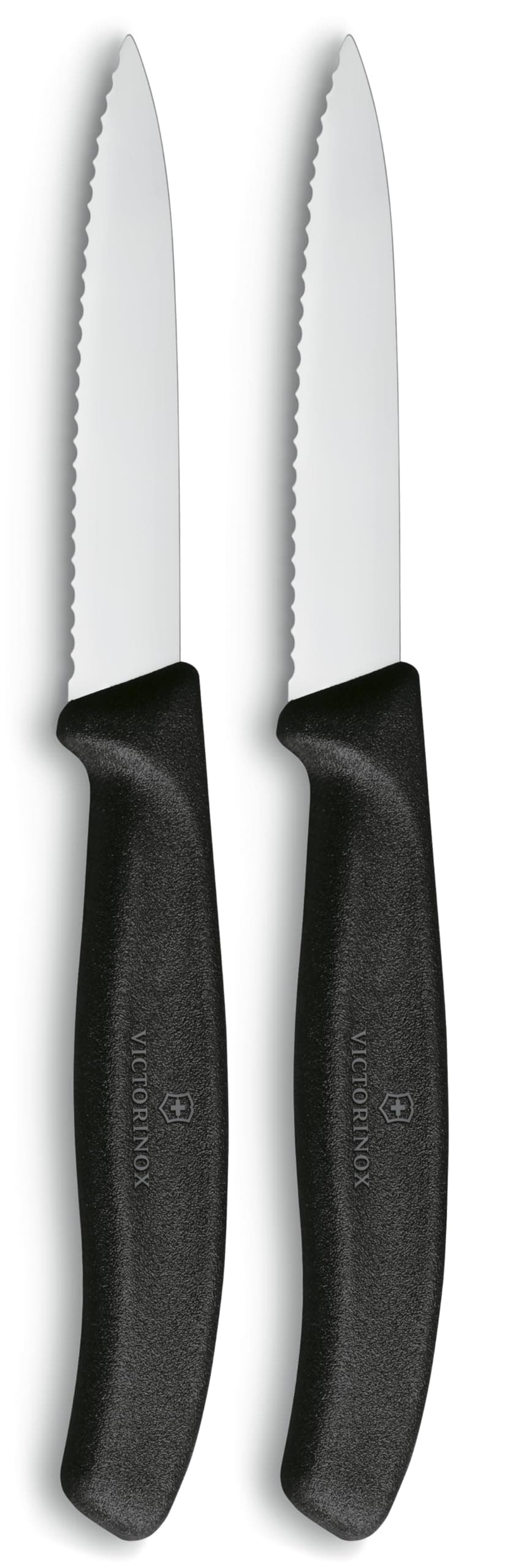 Victorinox Swiss Classic, Paring Knife, Extra Sharp Blade, Wavy Edge, 8 cm, Robust Plastic Handle, Stainless Steel, Black