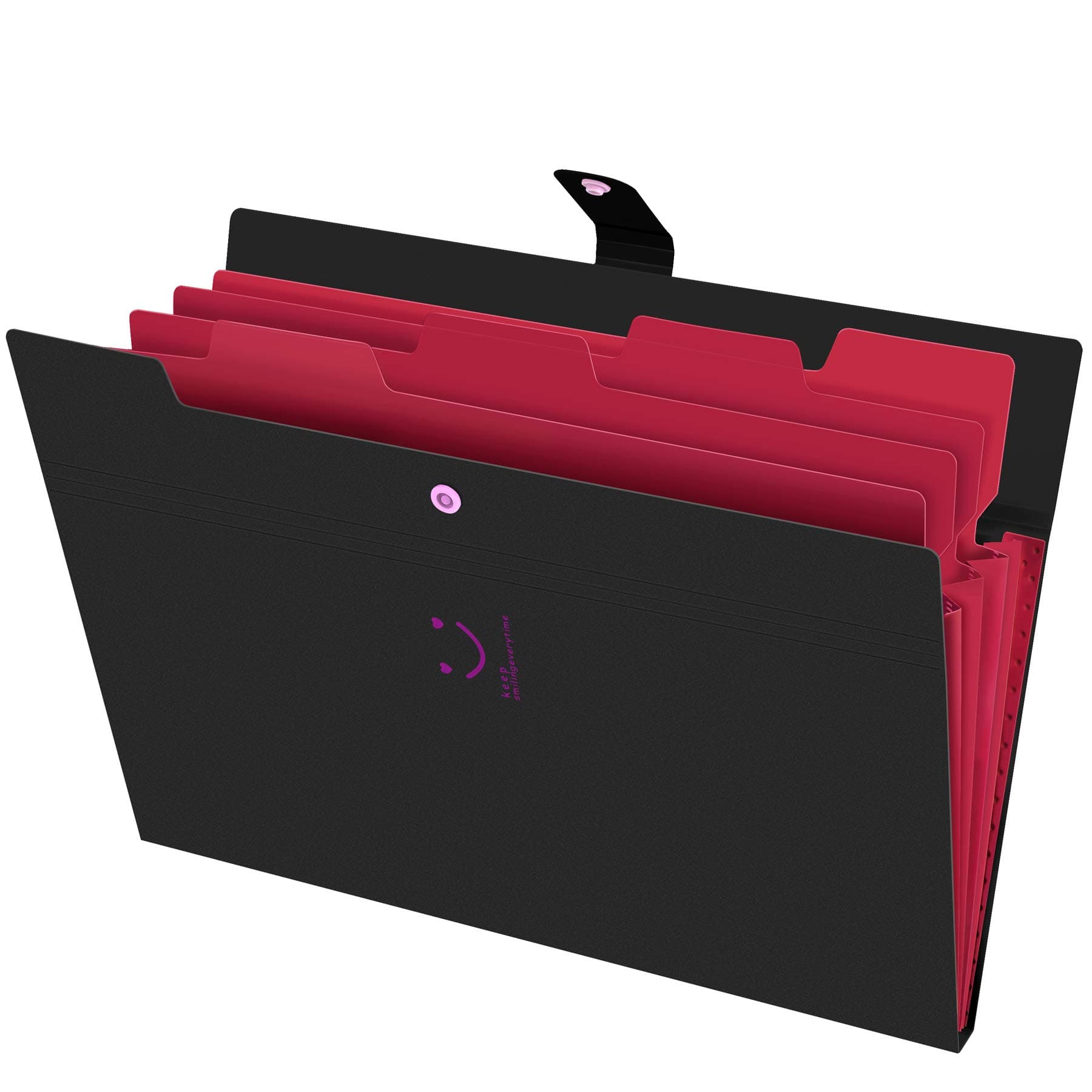 Phyxin Expanding File Folders 5 Pockets Document Organizer A4 Letter Size Plastic File Folder with Labels Document Holder for Business School Supplies Black