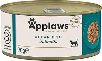 Applaws 100% Natural Wet Cat Food, Ocean Fish In Broth, 70 g Tin (Pack of 24)