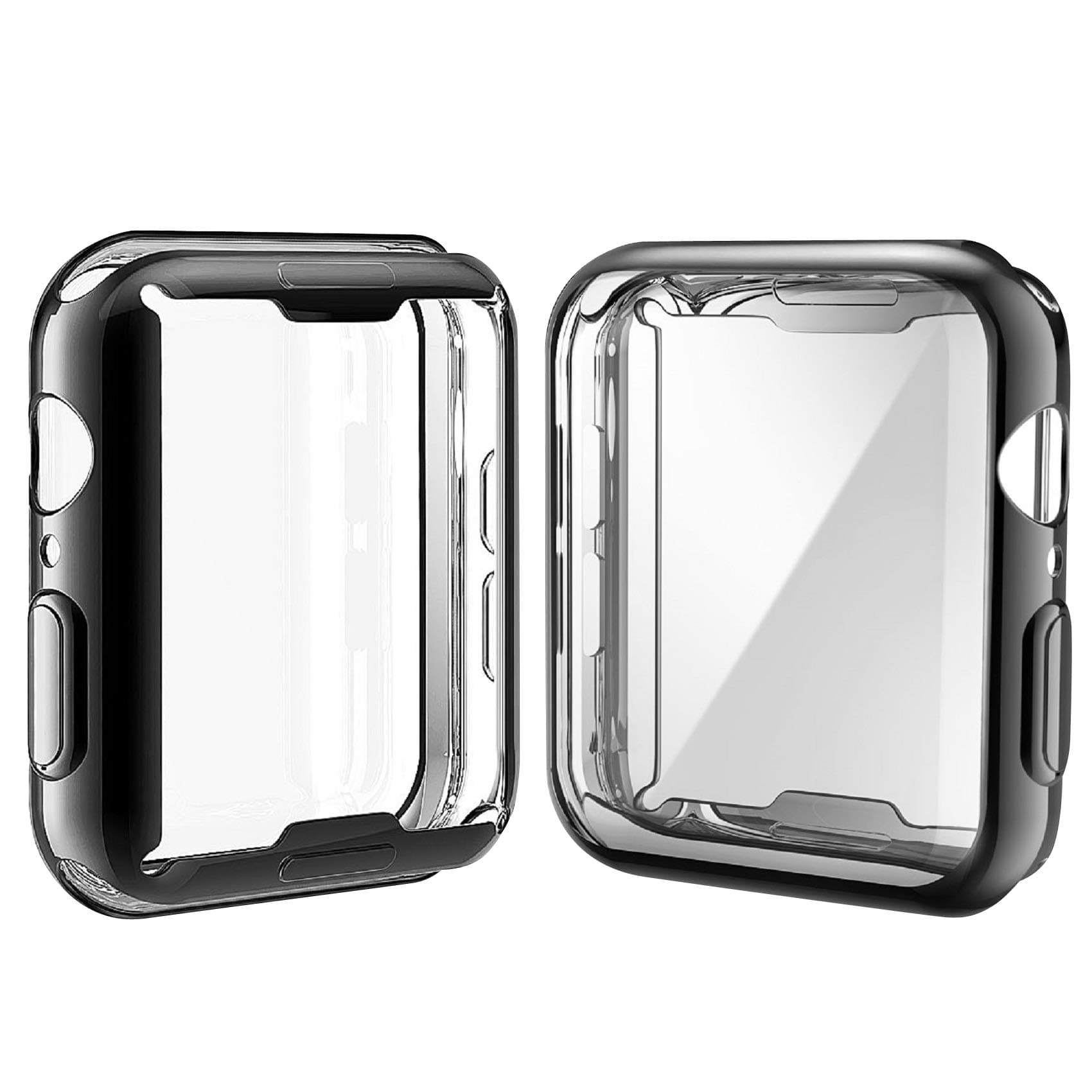 Case for Apple Watch Series 6/SE/5/4 44mm [2-Pack] - TPU HD Ultra-Thin Cover (1 Black+1 Transparent)