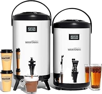 2 Pack Insulated Beverage Dispenser-75 Cup Hot&Cold water Urn for Catering-Stainless Steel Premium 12 L/3.2 Gallon Hot Drink Dispenser with Spigot for Coffee & Hot tea,Cold Milk,Water,Juice
