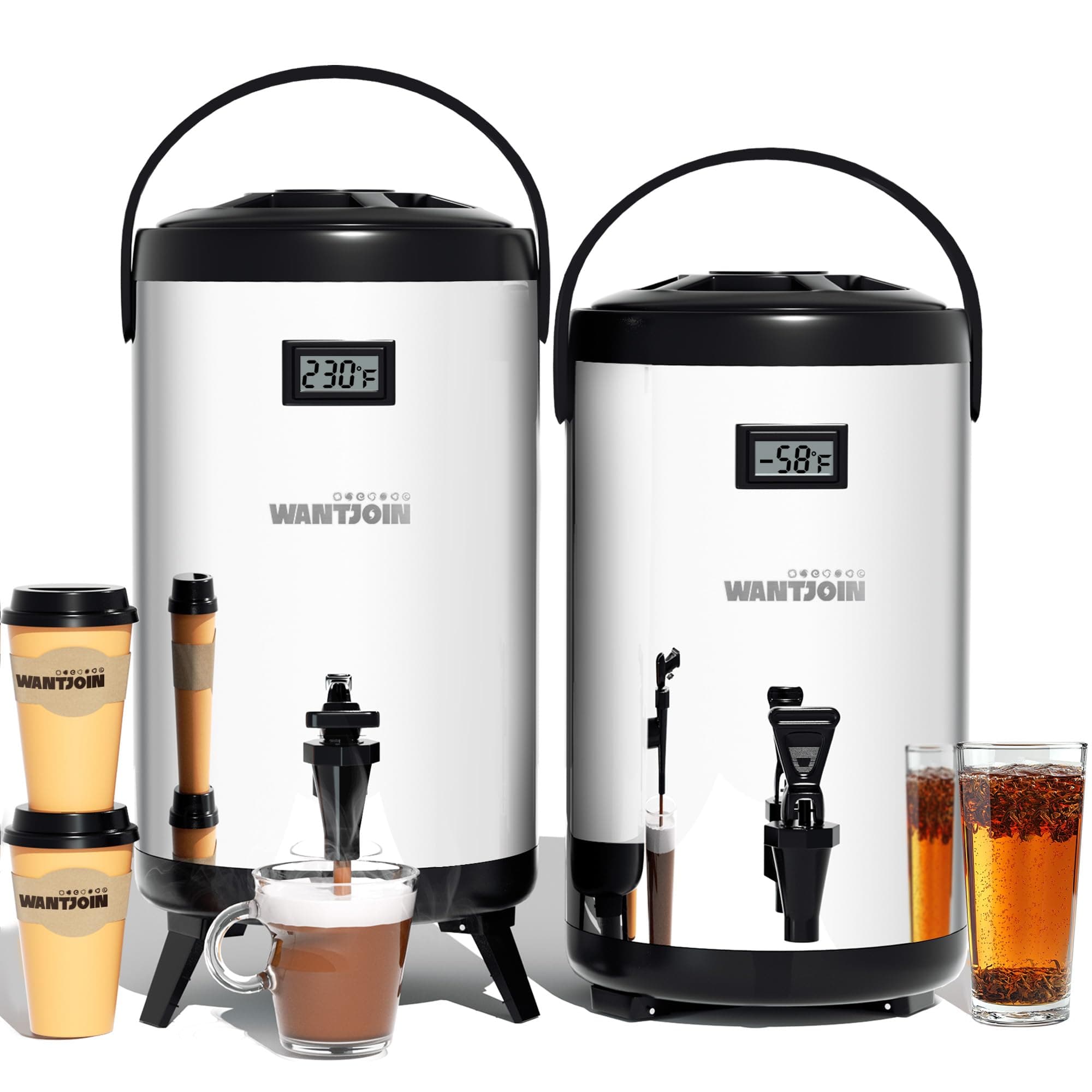 2 Pack Insulated Beverage Dispenser-75 Cup Hot&Cold water Urn for Catering-Stainless Steel Premium 12 L/3.2 Gallon Hot Drink Dispenser with Spigot for Coffee & Hot tea,Cold Milk,Water,Juice