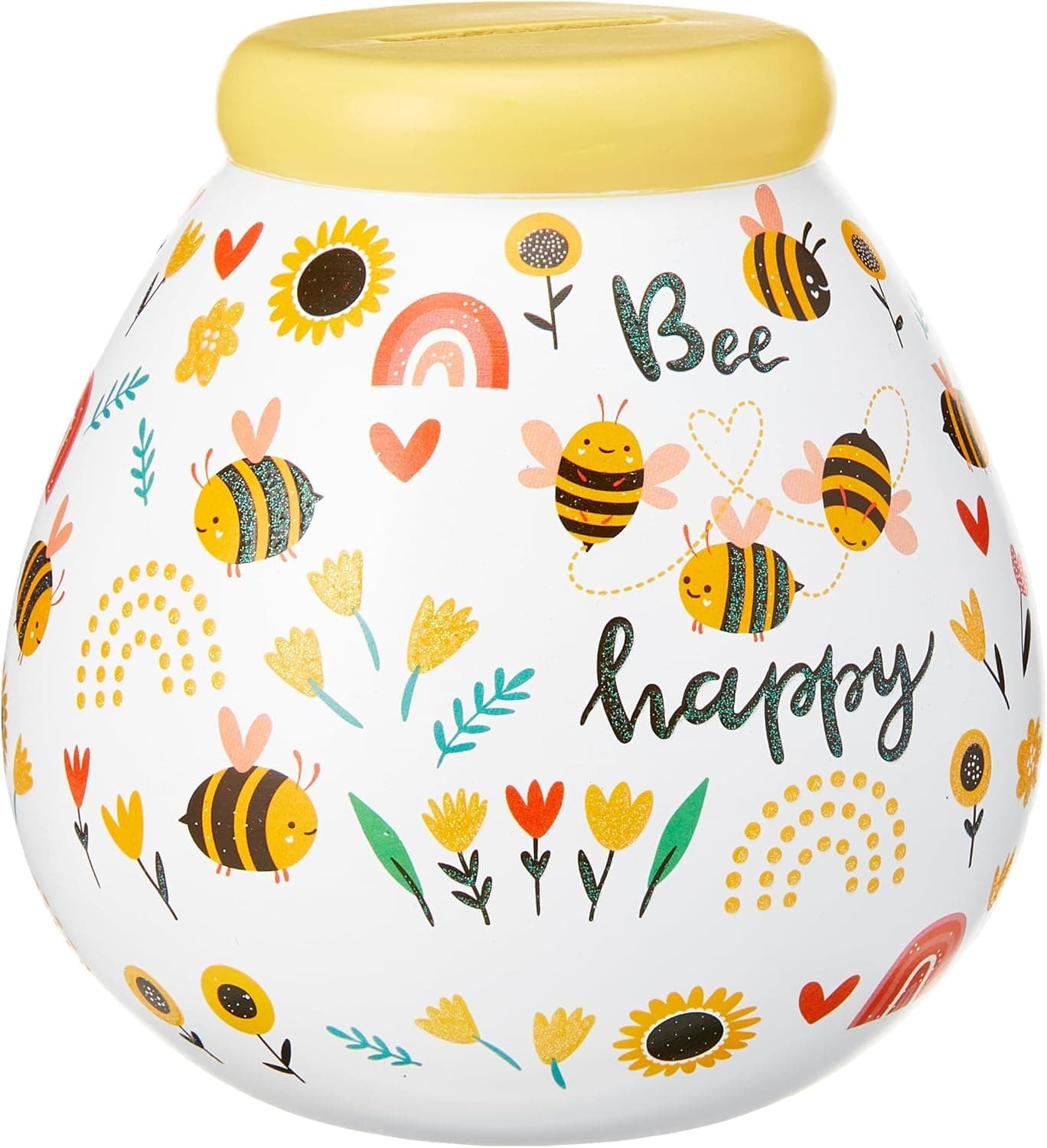 Hand Painted Bee Happy Kids Save And Smash Handcrafted Ceramic Money Box | Eco Freindly & Recyclable Piggy Bank | Perfect Decorative Gift and Save for New Toys & Video Games