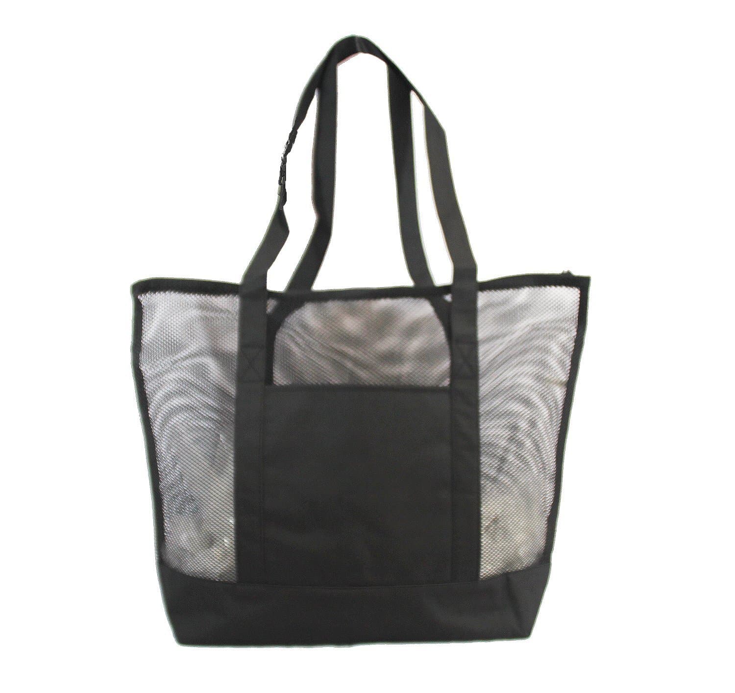 XtitixDeluxe Mesh Beach Tote Bag with Zippered, Black