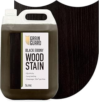 Wood Stain Water Based | Black Ebony | 5L | Interior Furniture Stain | Light & Dark Stains | Eco-Friendly & Non-Toxic Wood Dye | Easy Application | Quick Dry & Low Odour