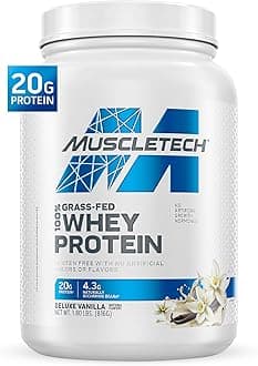 Muscletech, 100% Grass Fed Whey Protein, Deluxe Vanilla, 1.8 Pound