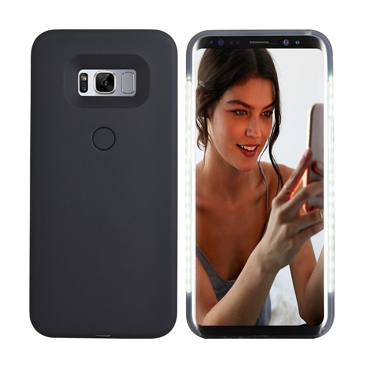 Avkkey Galaxy S8 plus Led Case Samsung Galaxy S8 plus Selfie Light iPhone Case Great for a bright Selfie and Facetime Illuminated Light Up Case Cover for Galaxy S8+/Black