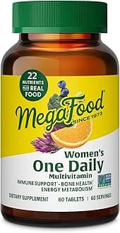 MegaFood Women's One Daily Multivitamin for Women - with Iron, B Complex, Vitamin C, Vitamin D, Biotin and More - Plus Real Food - Immune Support Supplement - Bone Health - Vegetarian - 60 Tabs