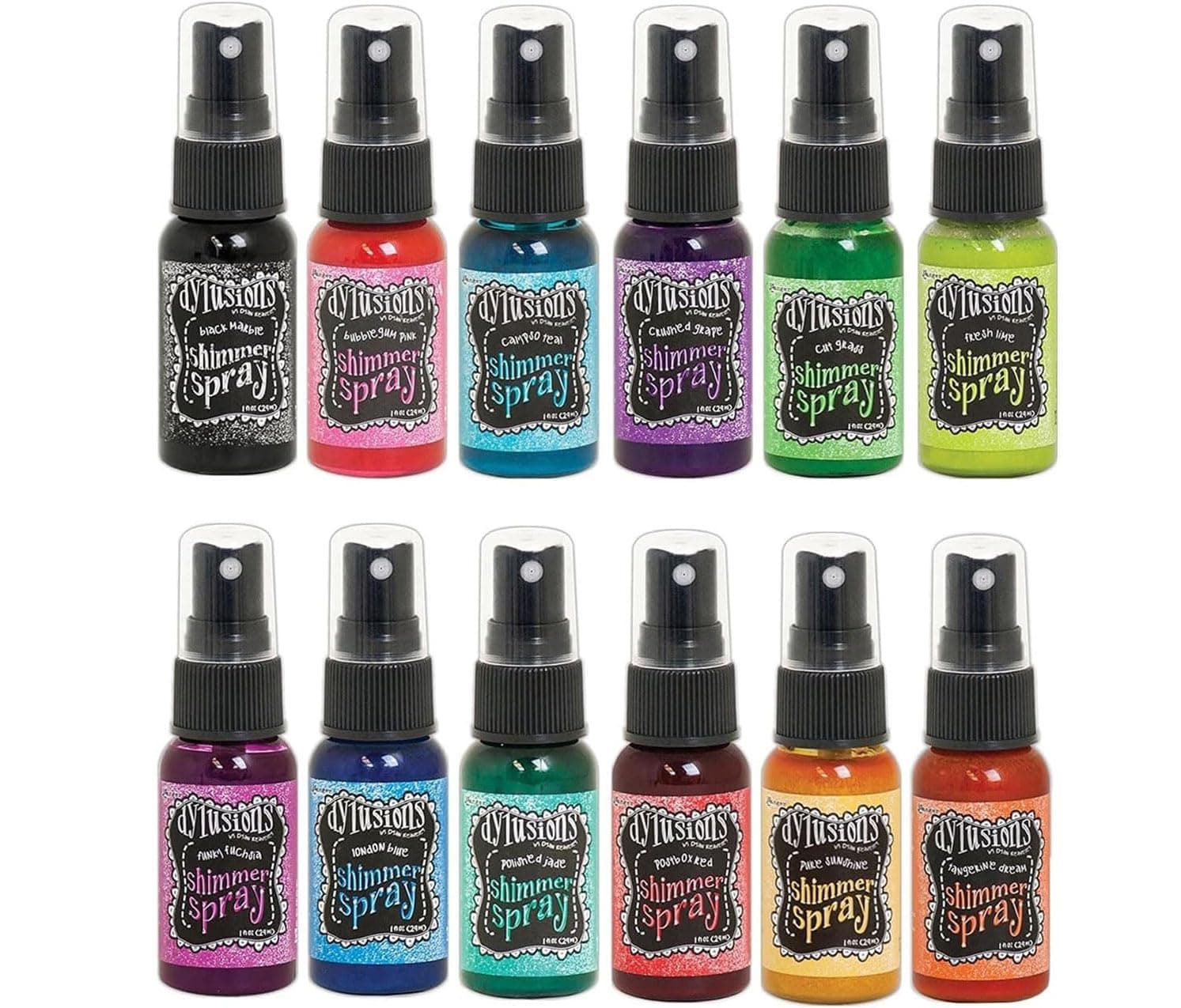 Pixiss 12 Color Shimmer Spray Bundle – Vibrant Pearlescent Ink Sprays for Mixed Media, Journals, Crafts, Scrapbooking, DIY Projects on Paper, Fabric, Wood, and Canvas