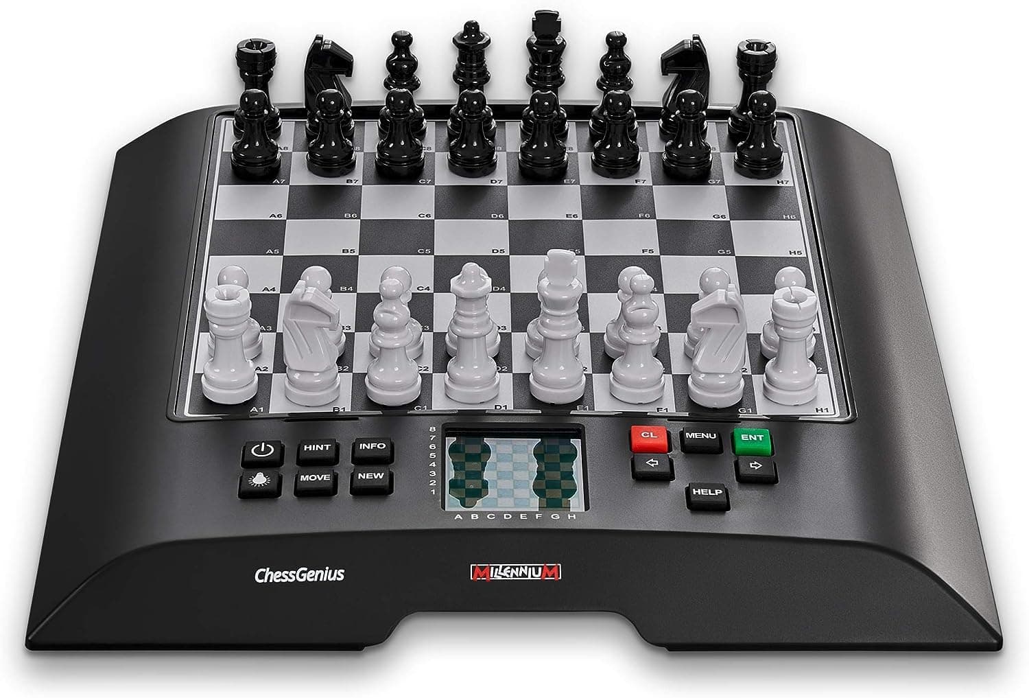 Millennium ChessGenius Electronic Chess Board Set - Play Chess at Any Level – Play with Friends or The Computer - M816, Black & White