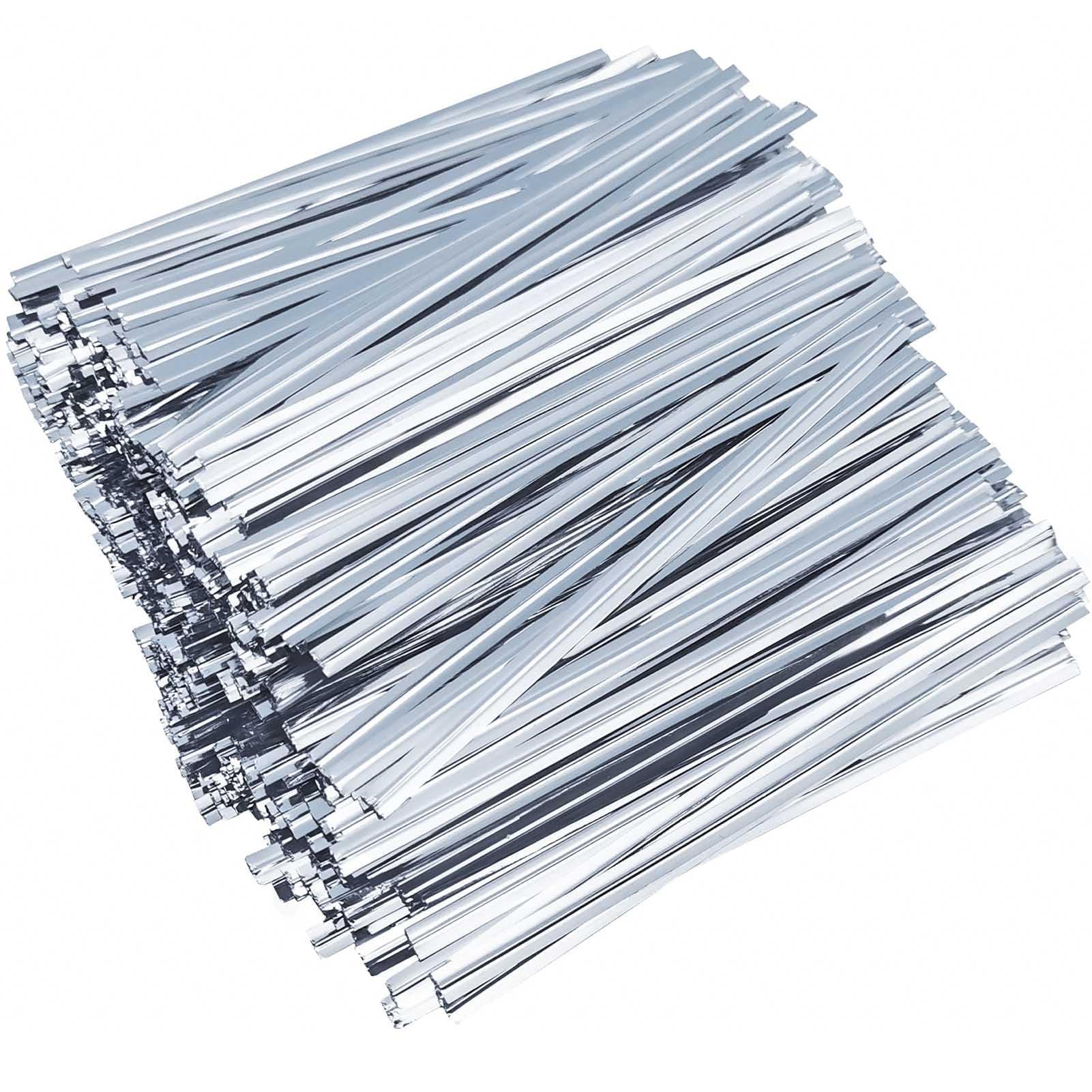 500 Pcs Metallic Twist Ties 5" Sliver Twist Ties for Bags Foil Twist Ties Bread Ties Plastic Cable Ties Candy Ties Twist Tie Bag Ties for Bread Bags Gift Bags Wrapping Cello Bags Treat Bags