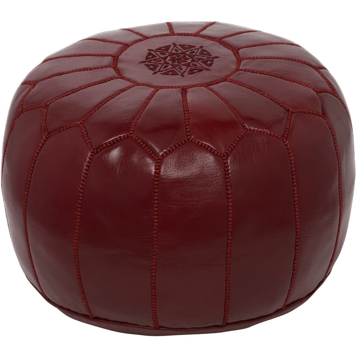 moroccan poufs Leather Luxury Ottomans footstools Maroon unstuffed