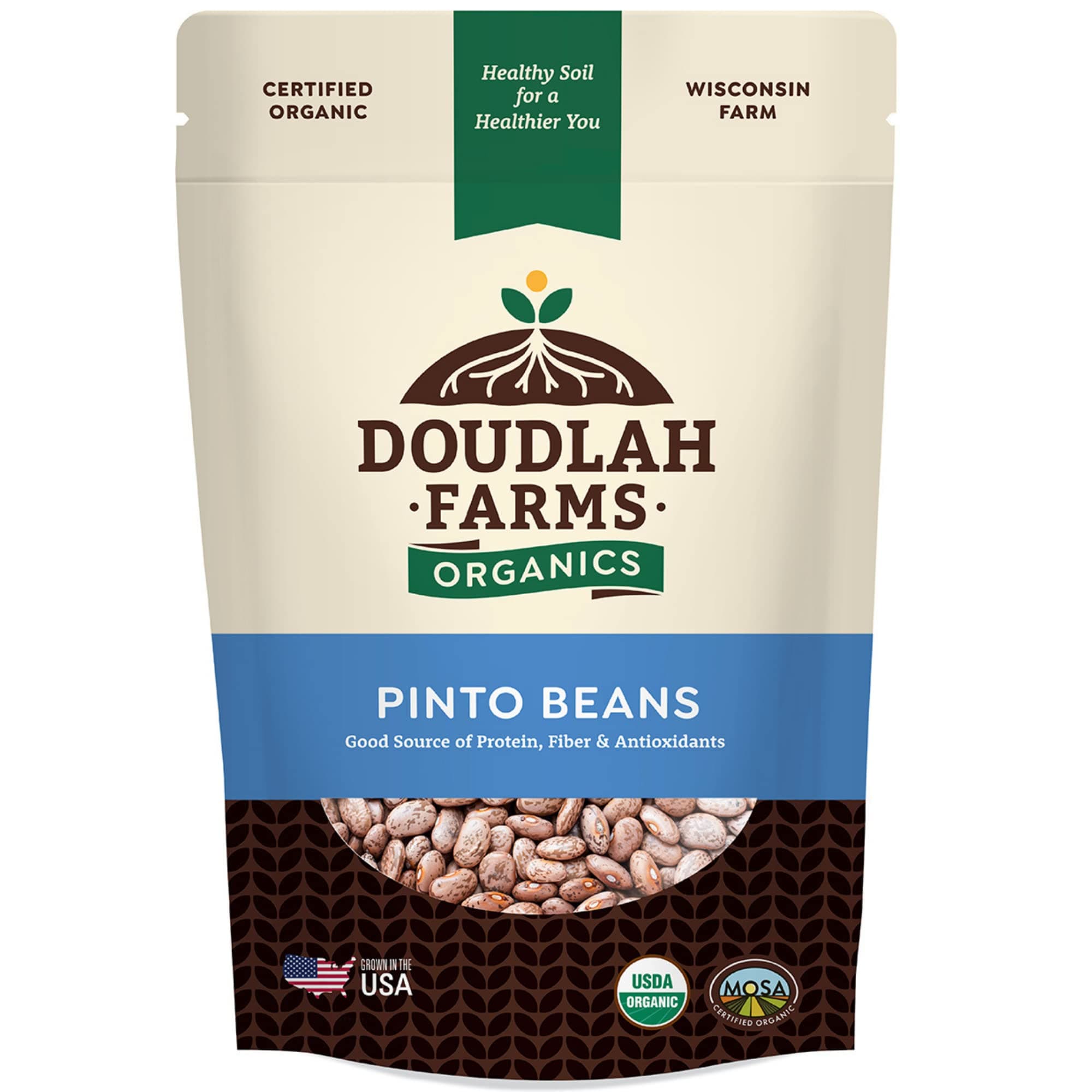 Organic Dried Pinto Beans 1 lb - Non-GMO, Tested Clean Certified, Vegan - Rich in Fiber & Protein for Soups, Burritos, Salads, and Chili - Farmed From Regenerative Soil, Grown In USA by Doudlah Farms