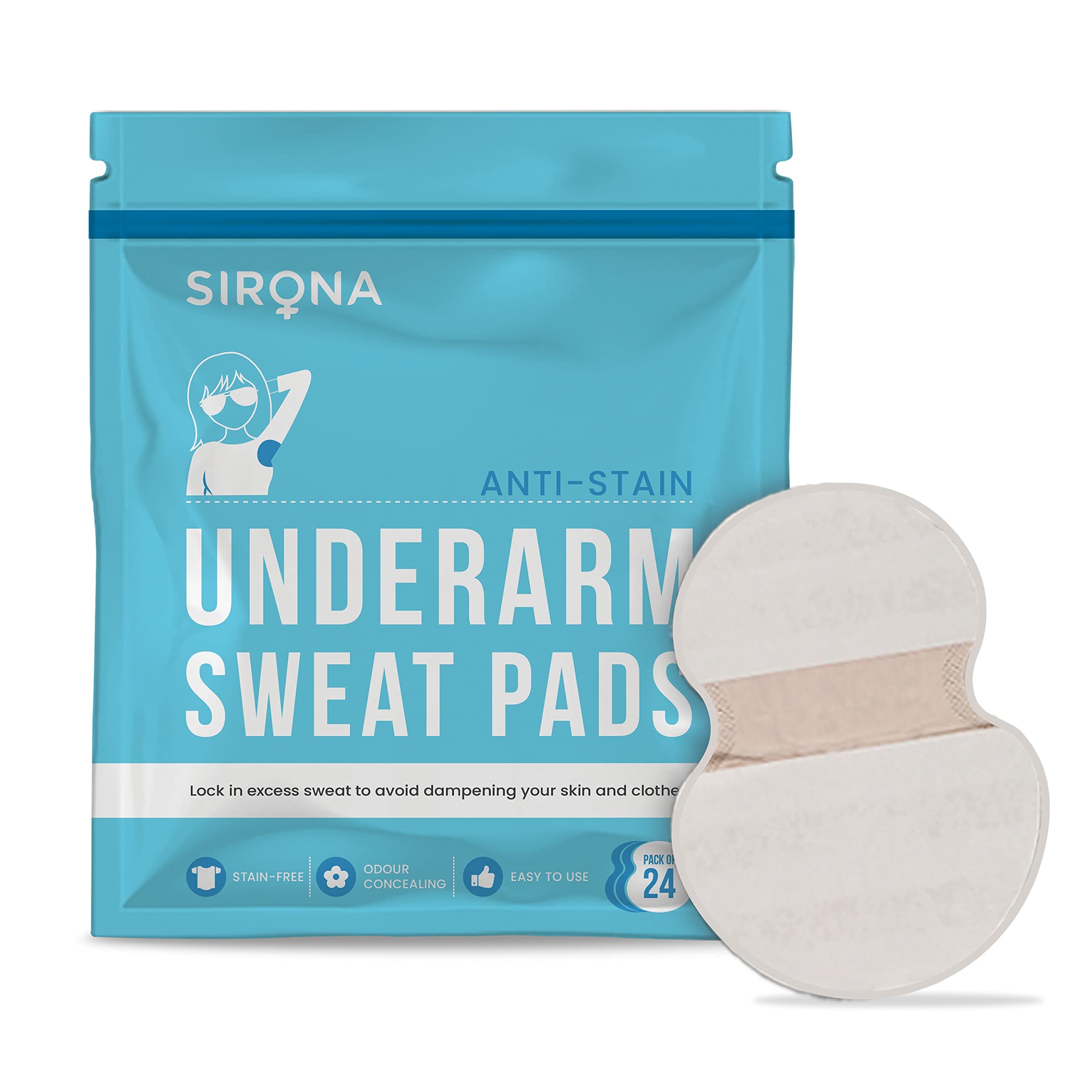Disposable Underarm Sweat Pads | Ultra-Thin, Soft & Rash-Free Antiperspirant Shields | Absorbent Odour Blocker, Stain-Free Protection | Ideal for Hyperhidrosis | Pack of 24 Pads