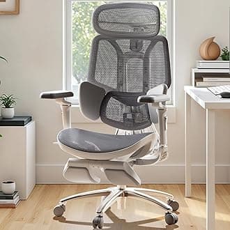 Hbada E3 Ultra Ergonomic Office Chair, Big and Tall Office Chair - with 3-Zone Dynamic Lumbar Support, 360° Mechanical Armrests, 4D Adjustable Headrest, Aluminum Alloy, Premium Mesh, Grey