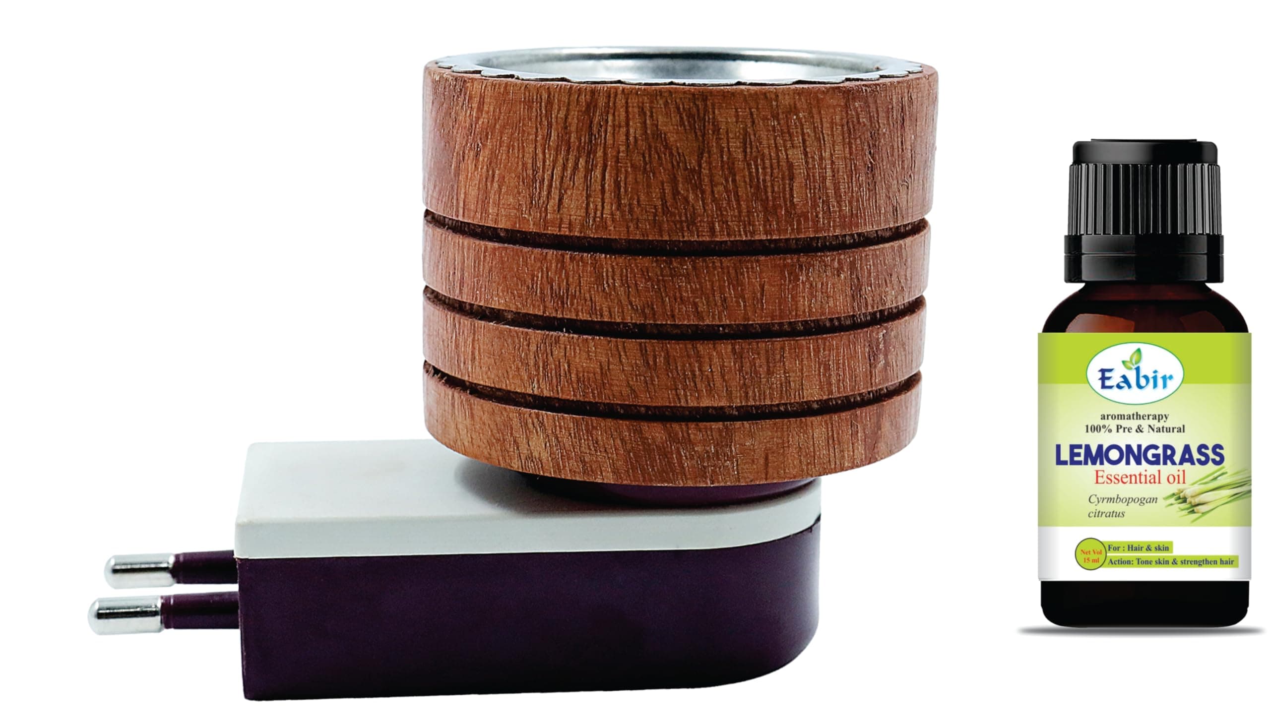 Mayukh Multipurpose Direct Plug in Mini Magic Wooden Electric Incense Burner | Kapoor Dani Camphor Burner | Essential Oil Diffuser | Aroma Diffuse (Antique + Lemongrass Oil)