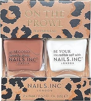 Nails Inc 45 Second Speedy Gloss On The Prowl Nail Polish Duo, Glossy, No Chip, Long Lasting, Quick Dry, Air Dry, Professional Manicures & Pedicures, Fingernails & Toenails, 2 Piece Set