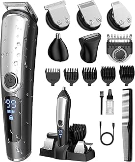 Beard Trimmer, Hair Trimmer, Nose Hair Trimmer, Body Trimmer/Razor Men, All-In-One for Face, Hair, Body, Genital Area, Charging / Storage Station, Waterproof, Gift Man