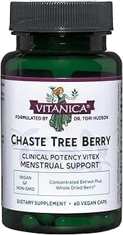 Chaste Tree Berry Extract, Vitex Chasteberry Supplement for Women, Hormone Balance and Menstrual Cycle Support, Non-GMO, Vegan, 2 Month Supply, 60 Capsules