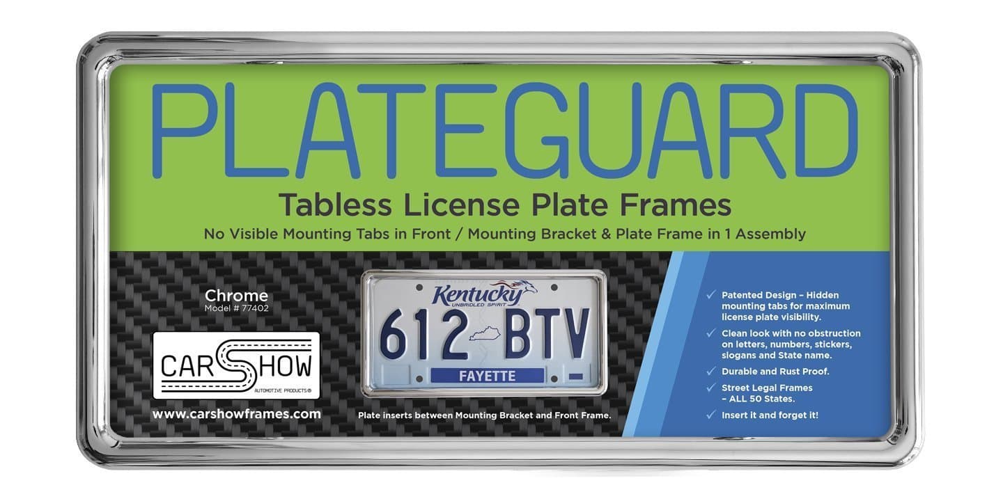 77402 Plateguard, Tabless License Plate Frame and Holder/Bracket, Chrome