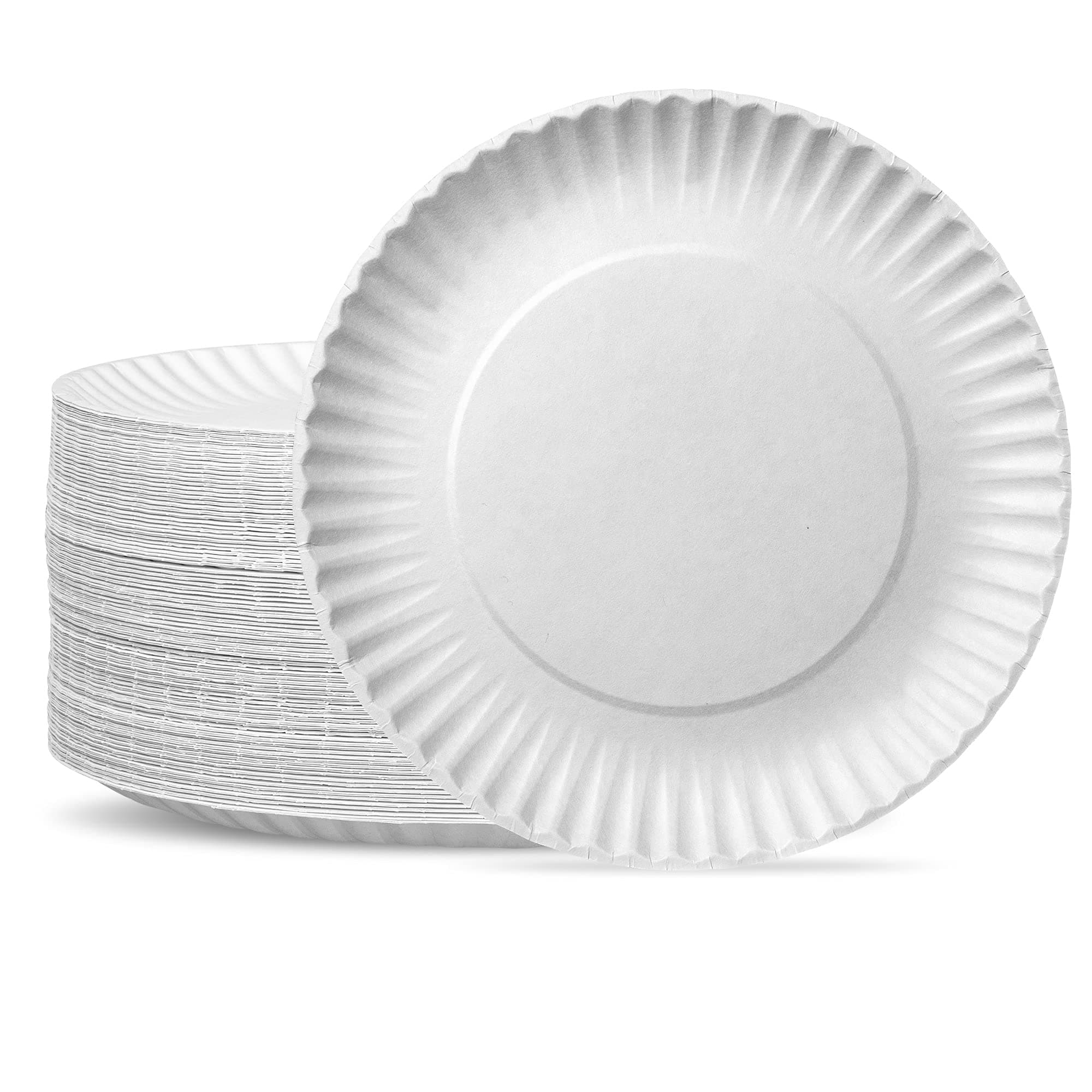 [9 Inch - 300 Pack Uncoated White Paper Plates - Disposable, Decorative Paper Plates for Crafts (Formerly Comfy Package)