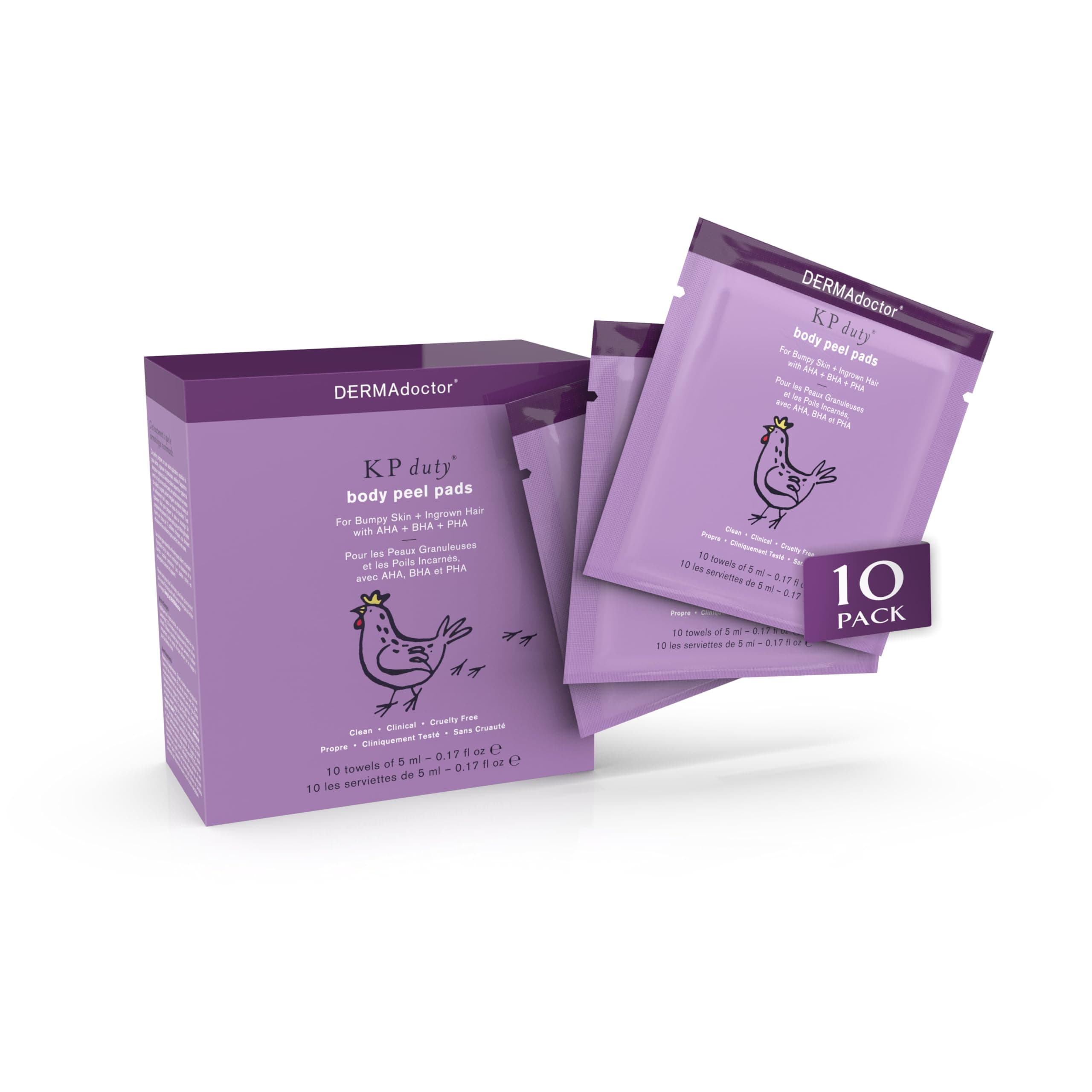 KP Bump Eraser | AHA + BHA + PHA Exfoliating Pads for KP, Rough & Bumpy Skin | Dermatologist Formulated – 10 Pack