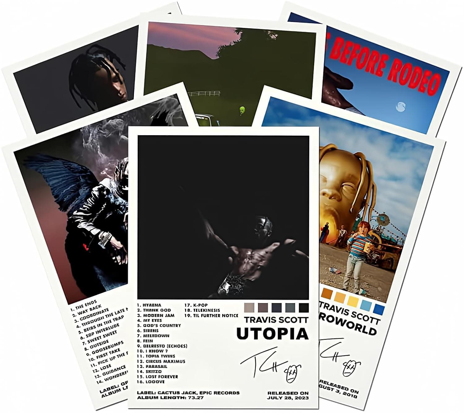 Album Poster 6 Piece Set on Canvas - Folklore Wall Art Print for Room Decor Aesthetic Preppy Music Room Decor Retro Wall Decor Posters for Teens Boys Girls Canvas Print Travis