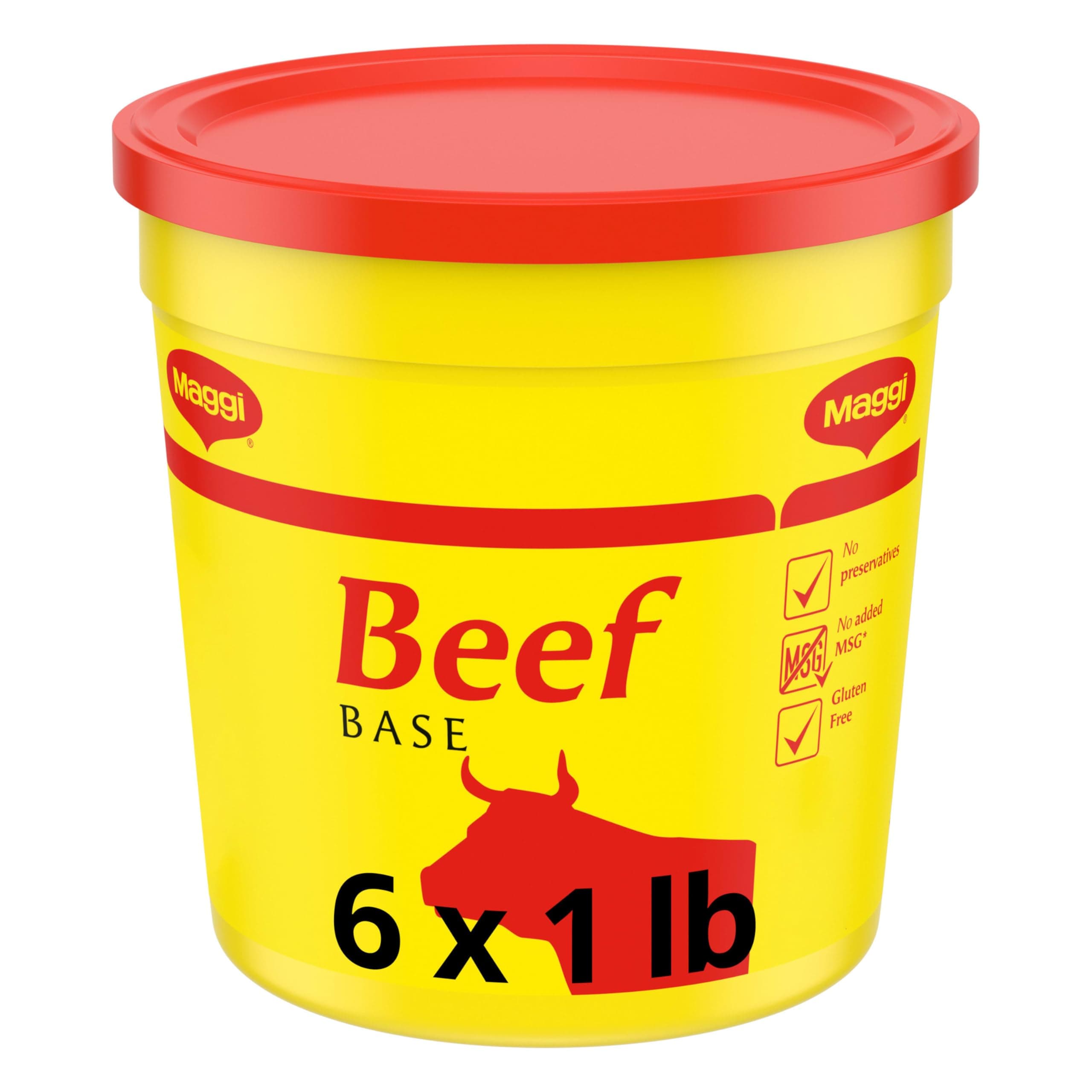 Beef Base, Stock and Bouillon, Gluten Free, No Added MSG, Bulk 1 lb Tub (Pack of 6)