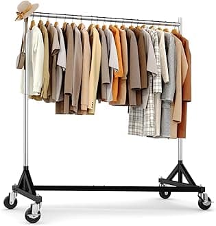 HOKEEPER Commercial Heavy Duty Clothing Rack - Z Base Rolling Garment Rack, 181kg (400lbs) Capacity, Adjustable Height for Retail Shops, Boutiques, Home Bedroom & Flea Markets