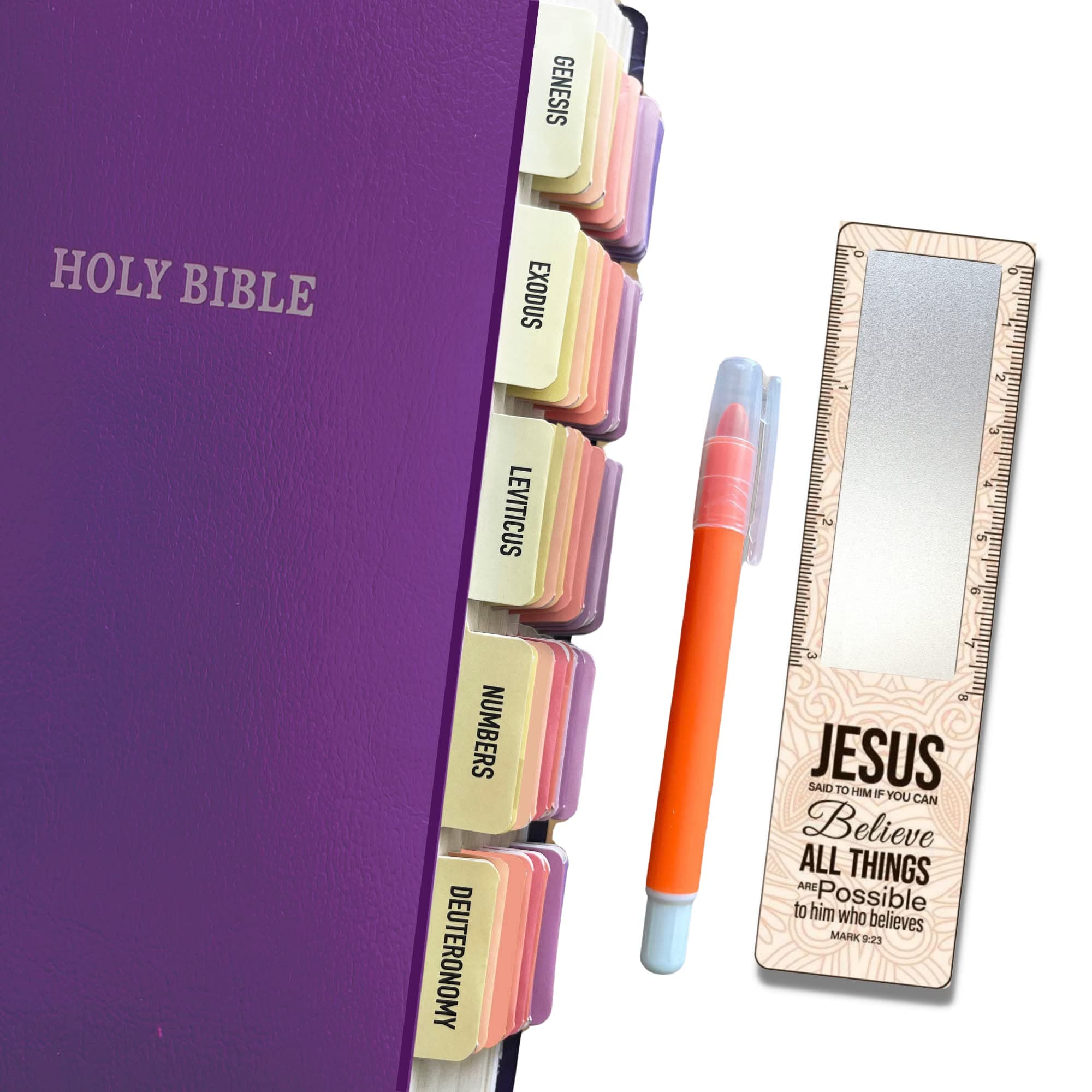 Bible Tabs, 84 Tabs Laminated Bible Tabs Large Print, Bible Tabs for Women, Bible Tabs for Journaling Study Bible Supplies, Catholic Bible Tabs, Bible Highlighters and Pens No Bleed Bookmark by Lumont