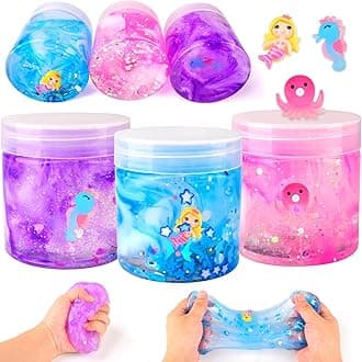 Peceluv 3 Pack Clear Slime, Crystal Slimes, includes Cute Slime Charms, Scented Slime Kit Party Favors for Girls Boys, Super Soft Slime Bulk Toys for Kids