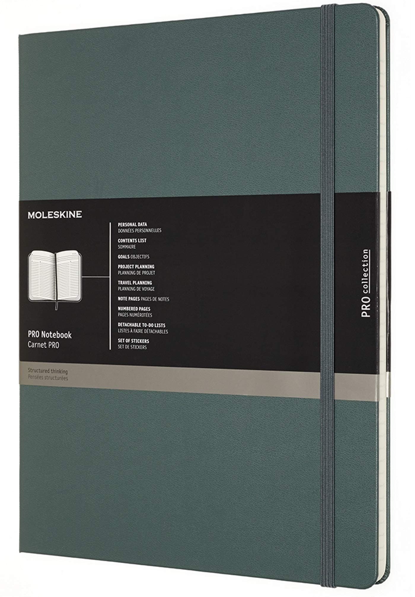 Moleskine - Pro Notebook, Professional Notebook Ideal for Office & Work - Soft Cover and Elastic Closure - Size XXL 21.5 x 27.9 cm - Colour Forest Green, 192 Pages