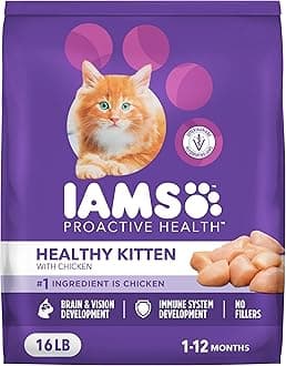 Iams PROACTIVE HEALTH Healthy Kitten Dry Cat Food with Chicken Cat Kibble, 16 lb. Bag