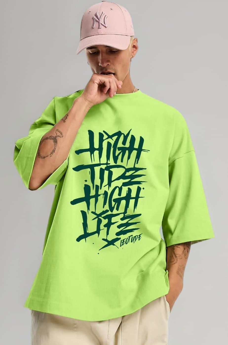 LEOTUDE Men's Cotton Oversized Fit T-Shirt