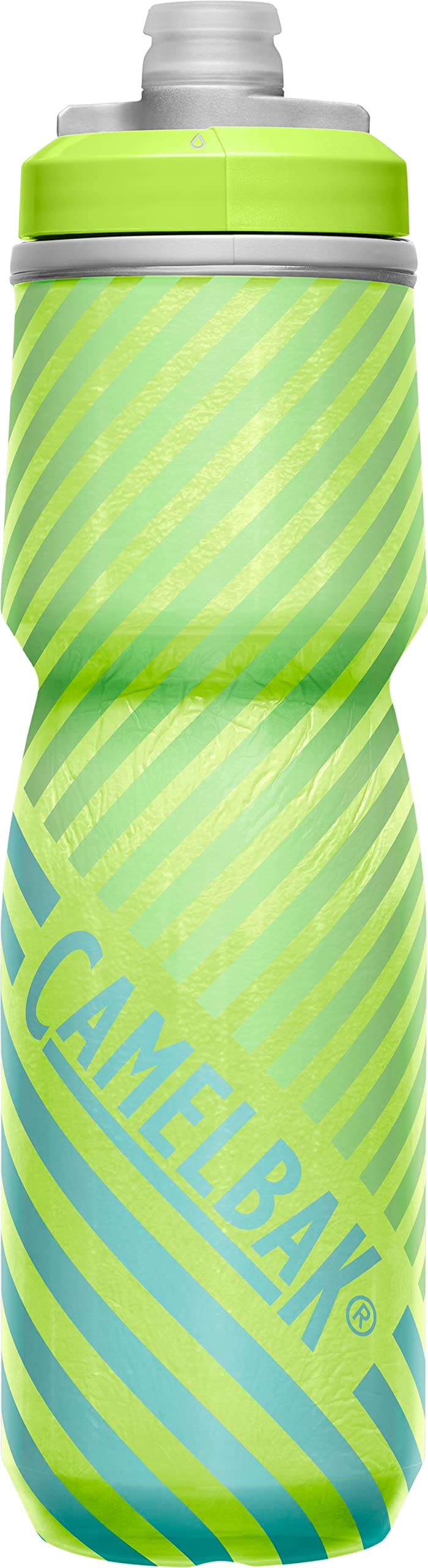 Podium Chill Water Bottle, 24 oz Capacity, Lime/Blue Stripe