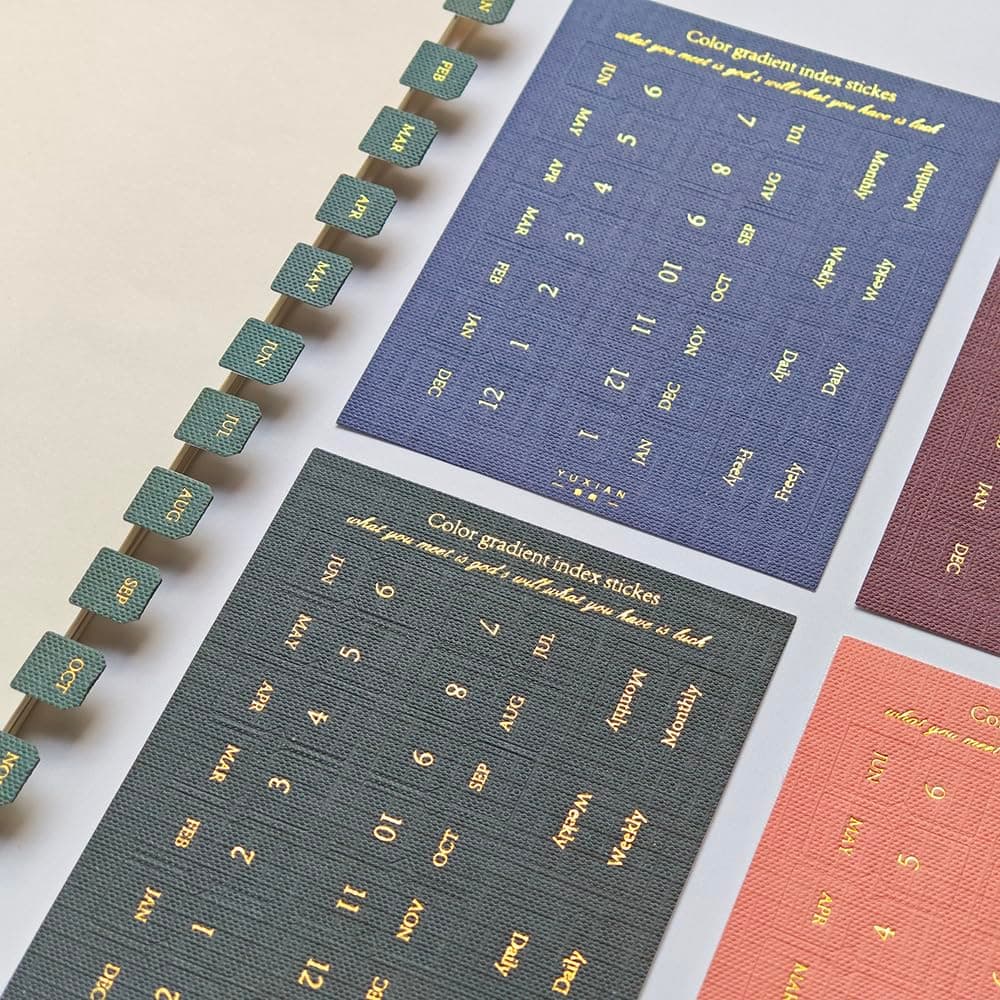 10 Sheets Monthly Adhesive Index Tabs Colorful Monthly Separator Tabs for Office Study Planners Organizations (Knight)