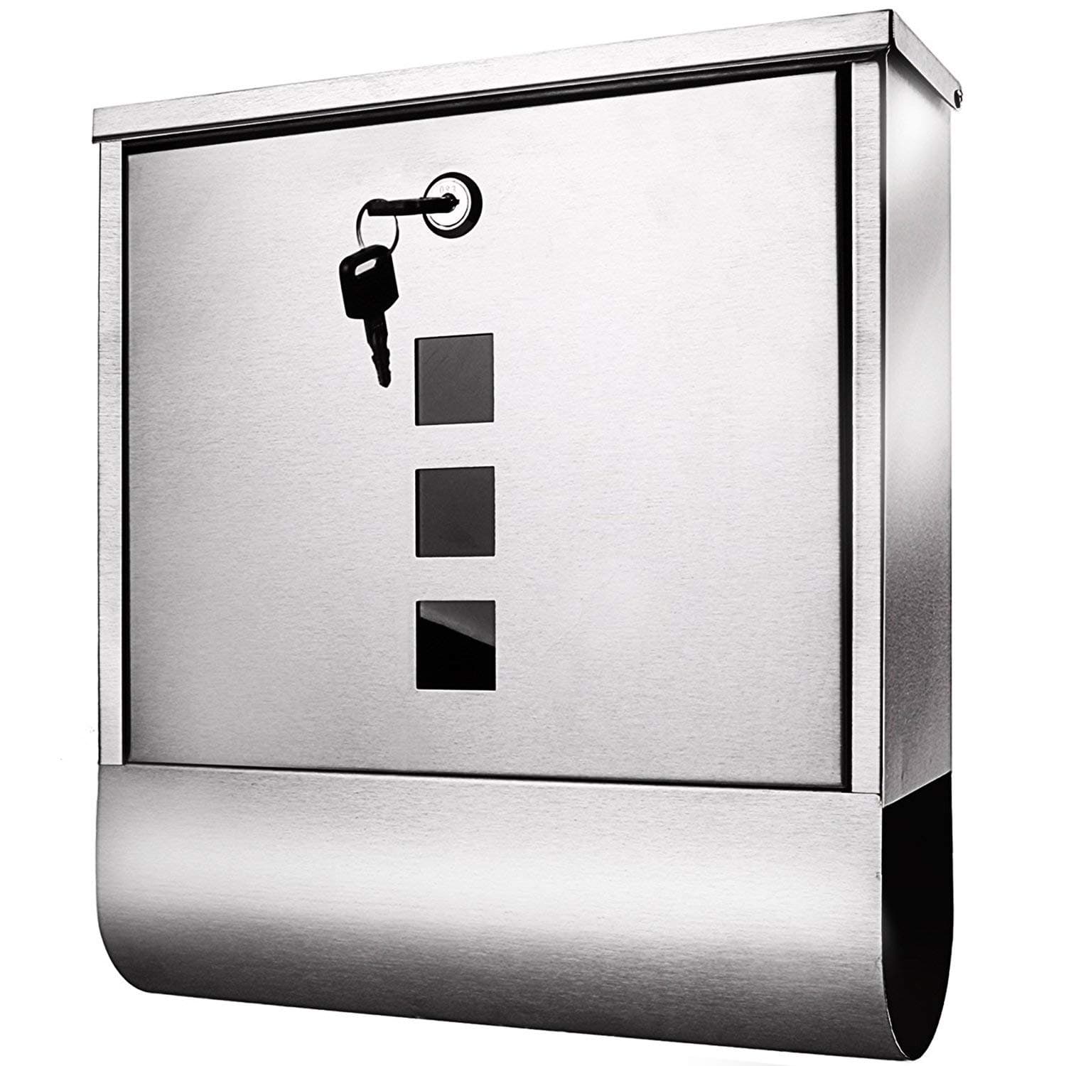 Voluker Wall Mounted Mailbox Stainless Steel Mailbox Locking Vertical Mailbox Modern Postbox Silver