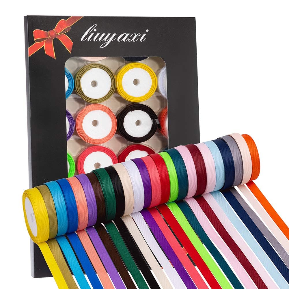 96 Yard Grosgrain Ribbon , 3/8" X 4 Yard/Roll, 24 Colors.