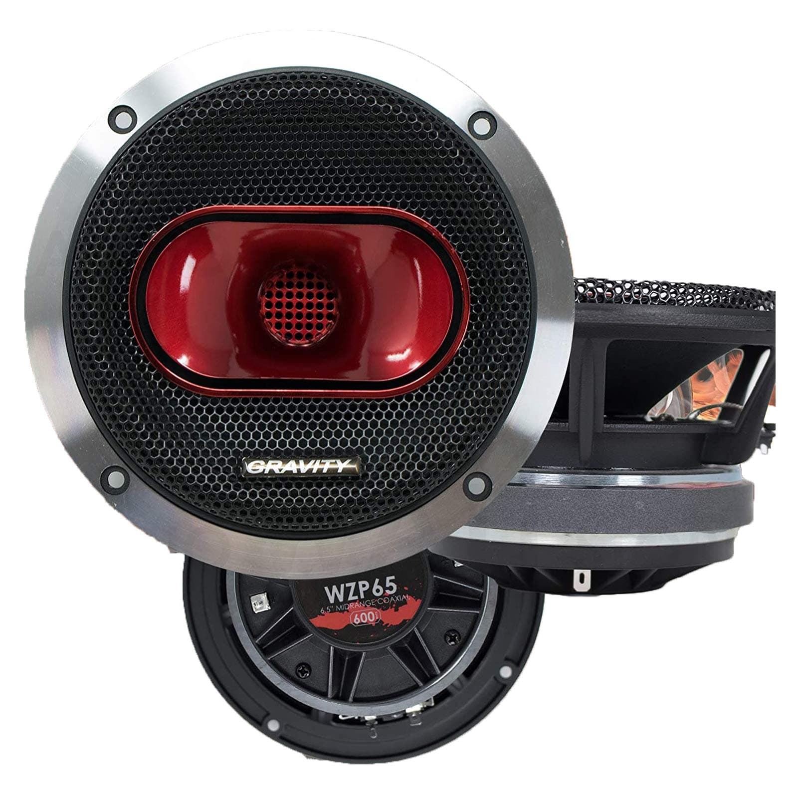 Gravity WZP65 Warzone Series 6.5" Pro Midrange Coaxial Loudspeaker 4-Ohms with 600 WATT Max, Corrugated Speaker Surround with Oversize Magnet Motor Structure
