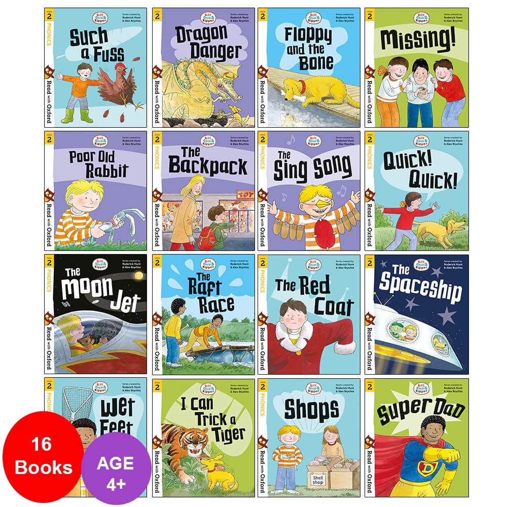 YOVOKE Biff, Chip and Kipper Stage 2 Read with Oxford: 4+: 16 Books Collection Set