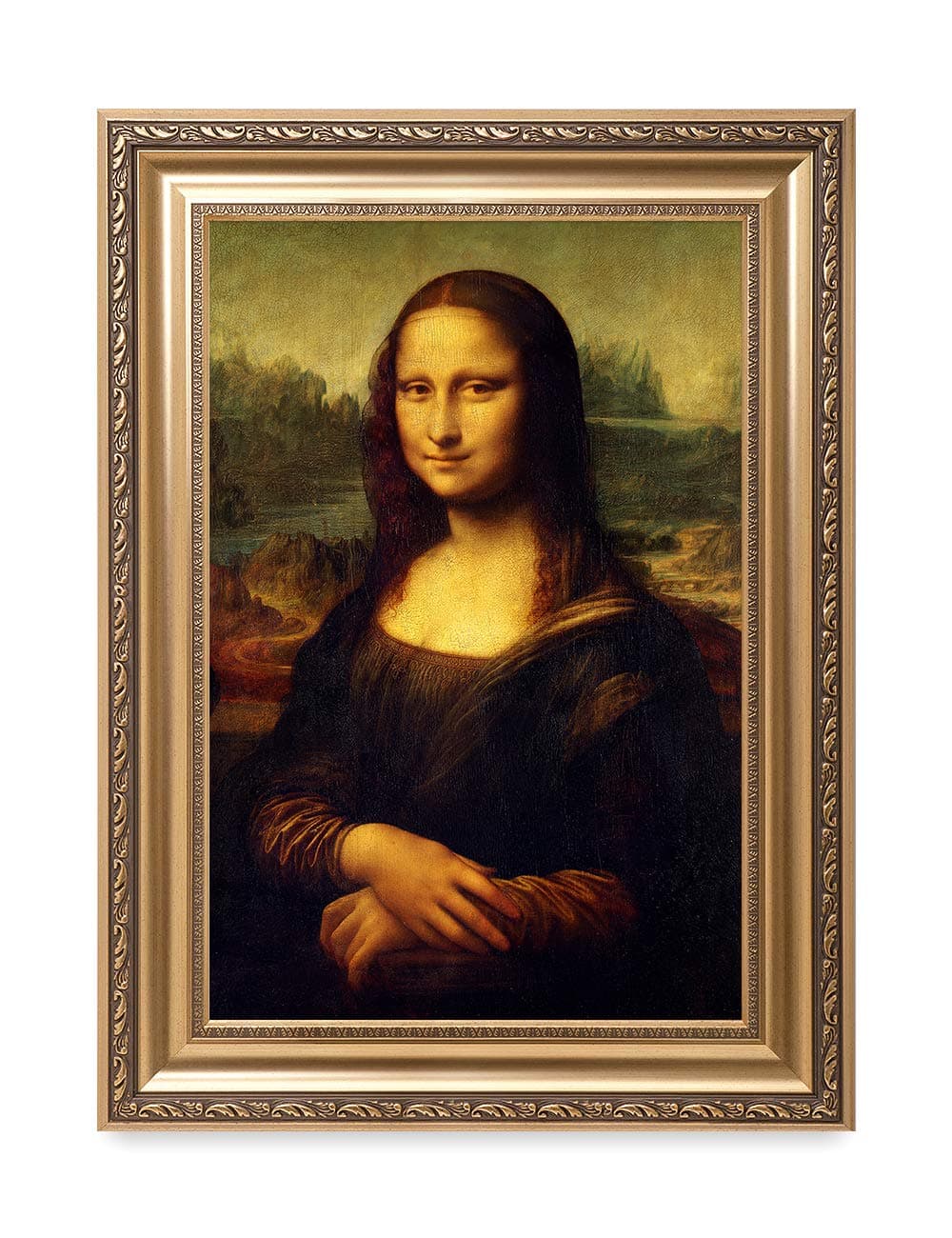 DECORARTS - Leonardo Da Vinci Mona Lisa Framed Wall Art - Gold Frame Renaissance Portrait Giclee Print on Canvas, Ready to Hang, Made in USA 25.75x35.75
