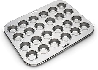 Mini Muffin and Cupcake Pan, 24 Mini Cups, Stainless Steel Baking Pan, 10.5 x 13.75 x 1.5 inches,
